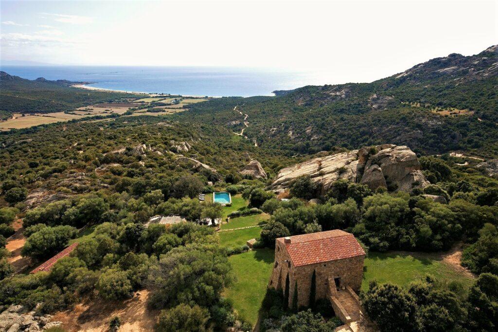 Vue aerienne, Maison A Liccia, Domaine de Murtoli, Corse du Sud (2A), France